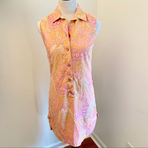 Vintage 1960s David Crystal Paisley Sheath Sz L - Picture 2 of 8